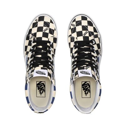 Vans Big Check Sk8-Hi - Kadın Bilekli Ayakkabı (Siyah Lacivert)